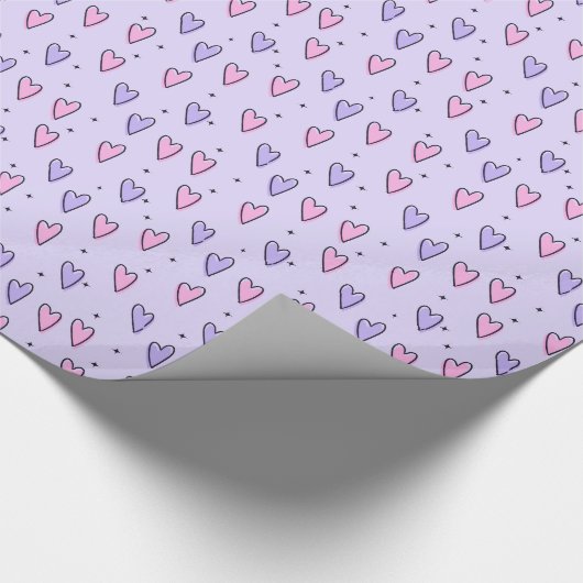 Valentine's Day Wrapping Paper Pink & PurpleHearts Geschenkpapier (Ecke)