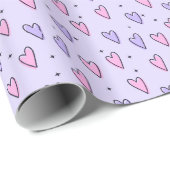 Valentine's Day Wrapping Paper Pink & PurpleHearts Geschenkpapier (Rolleneckpunkt)