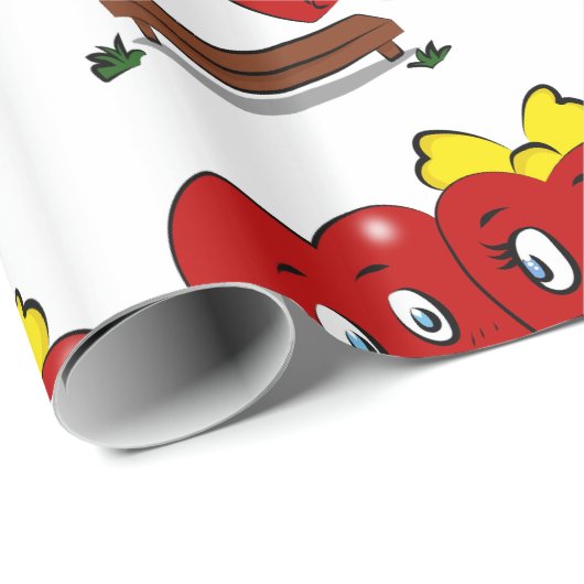 Valentine's Day Wrapping Paper Red Hearts Couple Geschenkpapier (Rolleneckpunkt)