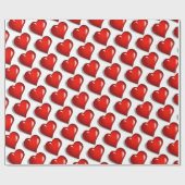 Valentine's Day Wrapping Paper Red Hearts Geschenkpapier (Flach)
