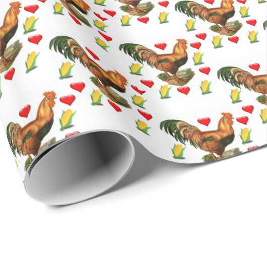 Valentine's Day Wrapping Paper Rooster Geschenkpapier (Rolleneckpunkt)