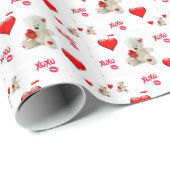 Valentine's Day Wrapping Paper Teddy Bär Geschenkpapier (Rolleneckpunkt)