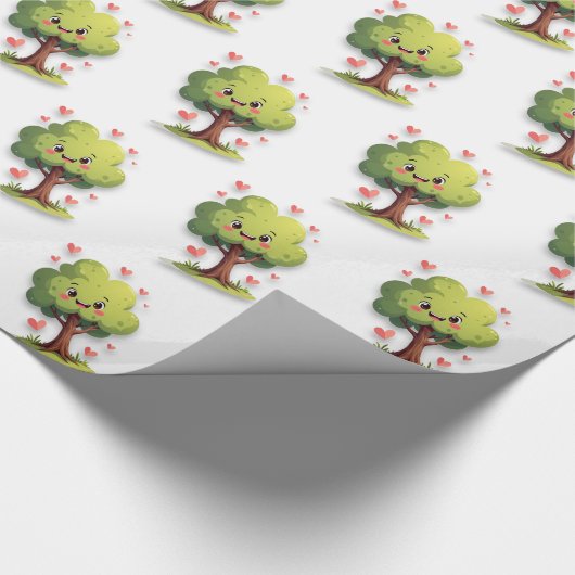 Valentine's Day Wrapping Paper Tree Red Hearts Geschenkpapier (Ecke)