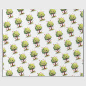 Valentine's Day Wrapping Paper Tree Red Hearts Geschenkpapier (Flach)