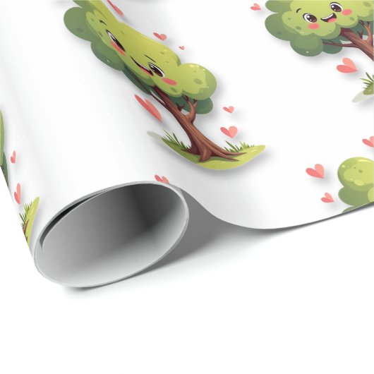 Valentine's Day Wrapping Paper Tree Red Hearts Geschenkpapier (Rolleneckpunkt)