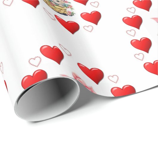Valentine's Day Wrapping Paper Vintag Kitten Geschenkpapier (Rolleneckpunkt)