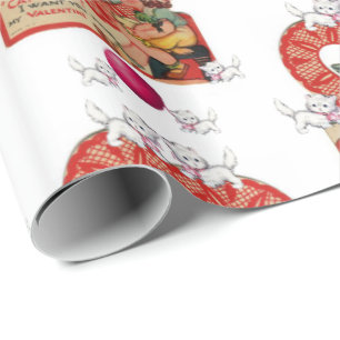 Valentine's Day Wrapping Paper Vintag Kitten Geschenkpapier