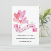 Valentine's Dinner Einladung mit Herzblasen (Stehend Vorderseite)