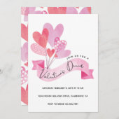 Valentine's Dinner Einladung mit Herzblasen (Vorne/Hinten)