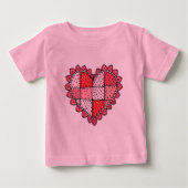 Valentine's Doodle Art Style Faux Patchwork Heart Baby T-shirt (Vorderseite)