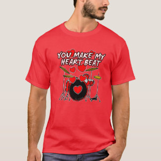 Valentines Drummer Drums Wedding Musician Annivers T-Shirt