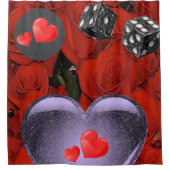 Valentines Duschvorhang aus Silberherzen (Vorderseite)