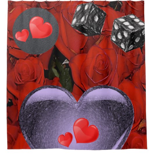 Valentines Duschvorhang aus Silberherzen (Vorderseite)