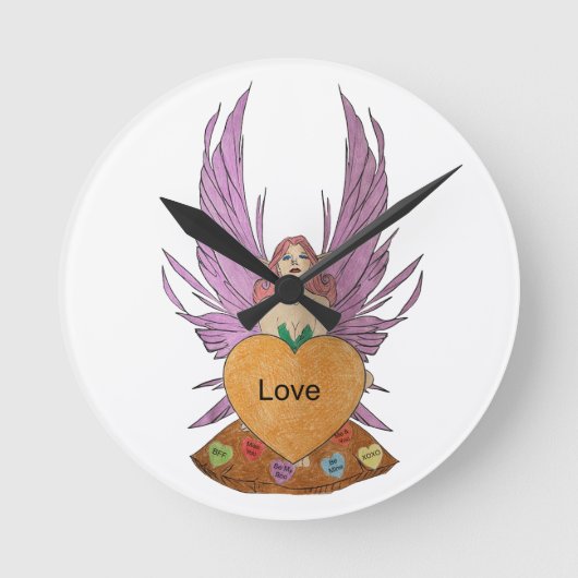 Valentines Faerie Runde Wanduhr (Vorderseite)