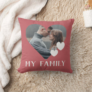 Valentines Family Herzstück Personalisiertes Foto Kissen