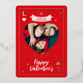 Valentine's Family Photo Heart and Love Red Pink Folieneinladung (Vorderseite)
