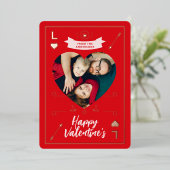 Valentine's Family Photo Heart and Love Red Pink Folieneinladung (Stehend vorne)