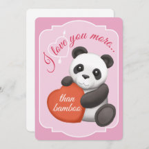 Valentines Flat Card Cute Panda