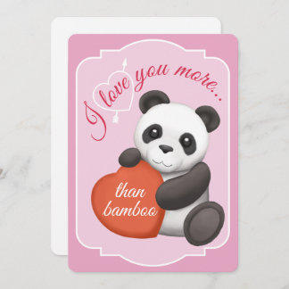 Valentines Flat Card Cute Panda Feiertagskarte