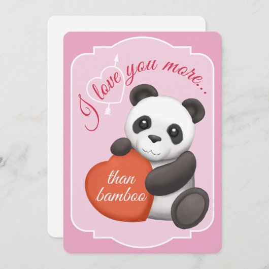 Valentines Flat Card Cute Panda Feiertagskarte (Vorne/Hinten)
