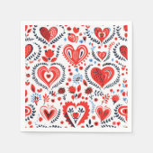 Valentines Folk Cocktail Napkin Serviette (Vorderseite)