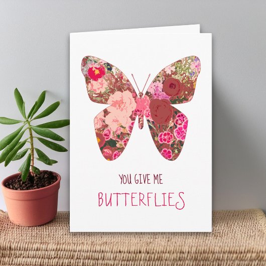 Valentine's for Her - Pink Butterfly Flower Love Karte