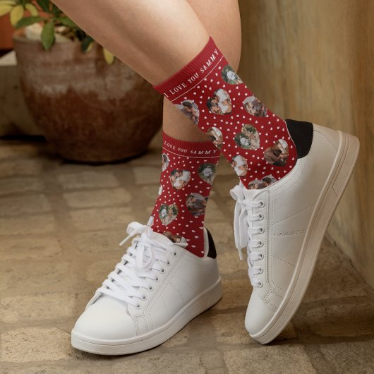 Valentines Foto Hearts Collage | Monogramm Socken