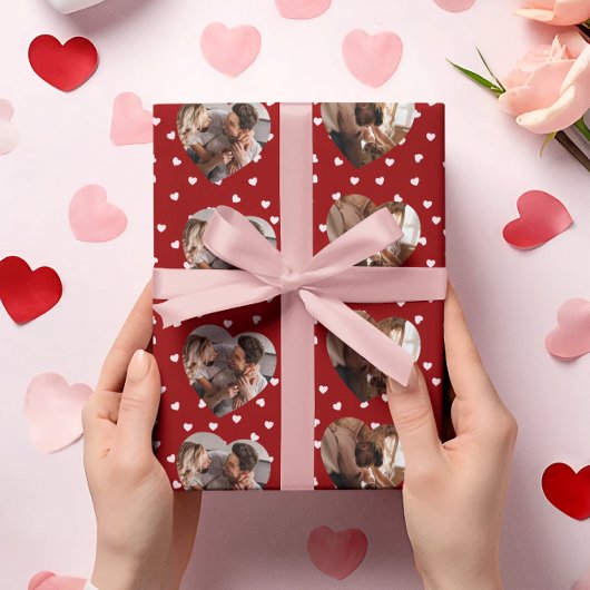 Valentines Foto Hearts Collage | PERSONALISIERT Geschenkpapier