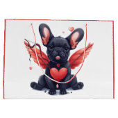 Valentines French Bulldog Cupid Große Geschenktüte (Rückseite)