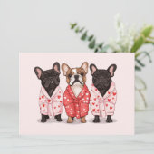 Valentines French Bulldog Feiertagskarte (Stehend Vorderseite)