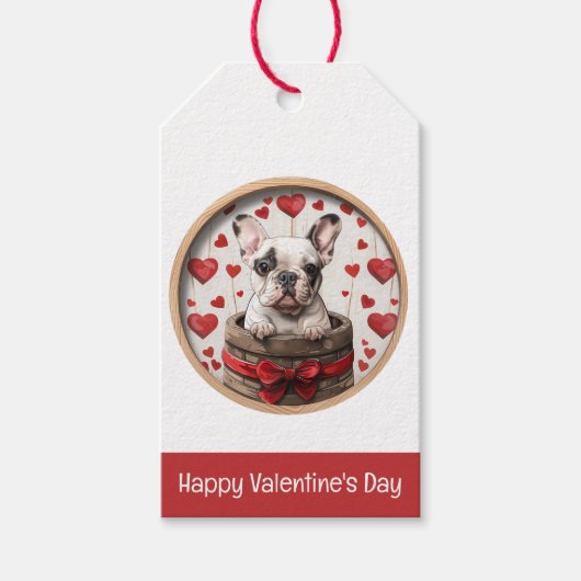 Valentines French Bulldog Geschenkanhänger (Vorderseite)