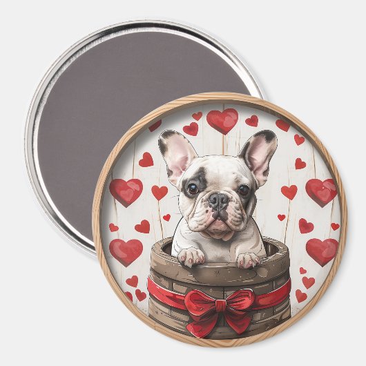 Valentines French Bulldog Magnet (Vorderseite/Rückseite)