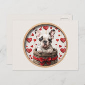 Valentines French Bulldog Postkarte (Vorne/Hinten)
