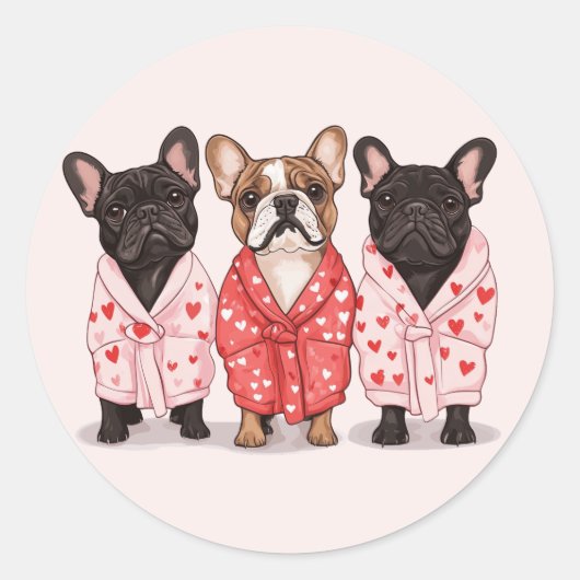 Valentines French Bulldog Runder Aufkleber (Vorderseite)