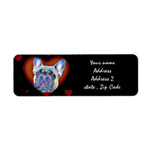 Valentines French Bulldog Welpe Address Labels