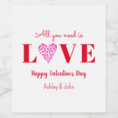 Valentines Galentine Rote Liebe Herz Weinetikett (Einzelnes Label)
