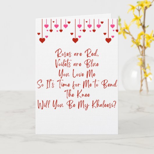 Valentine's Game of Thrones themed Proposal card Karte (Gelbe Blume)