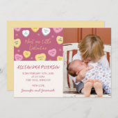 Valentines Geburtsankündigung farbenfrohe Süßwaren Ankündigung (Vorne/Hinten)
