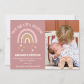 Valentines Geburtsankündigung Karte Regenbogenherz (Vorderseite)