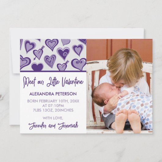 Valentines Geburtsankündigung unser kleines Valent Ankündigung (Vorderseite)