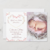 Valentines Geburtsankündigungskarte Elegant weiß Ankündigung (Vorderseite)