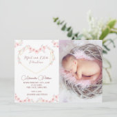 Valentines Geburtsankündigungskarte Elegant weiß Ankündigung (Stehend Vorderseite)