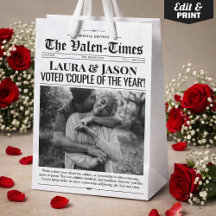 Valentines Gift Bag, Couple Newspapier Geschenktas