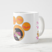 Valentine's Ginger Cat Pawprint Photo Jumbo-Tasse (Vorderseite Rechts)