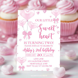 Valentine's Girl Little Sweetheart Geburtstag Einladung