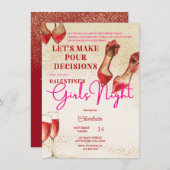 Valentines Girls Night Party Einladung (Vorne/Hinten)