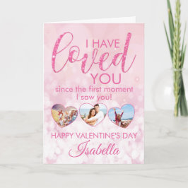 Valentines Girly Pink Glitzer FotoCollage Karte