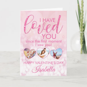 Valentines Girly Pink Glitzer FotoCollage Karte