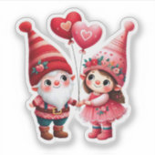 Valentine's Gnomes Couple Aufkleber (Vorderseite)