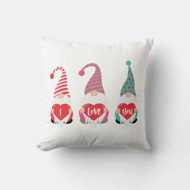 Valentine's Gnomes I Liebe You Gift Kissen (Vorderseite)